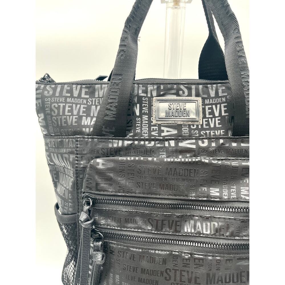 Steve Madden Nylon Logo Backpack and Tote, Black - Picture 3 of 8